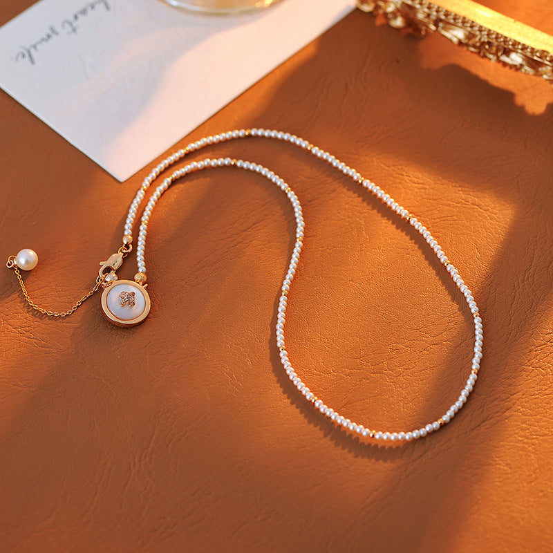 Button Design Mother-of-Pearl Necklace Light Luxury Niche High-End Feel 2025 New Versatile Elegant High-End Collarbone Chain