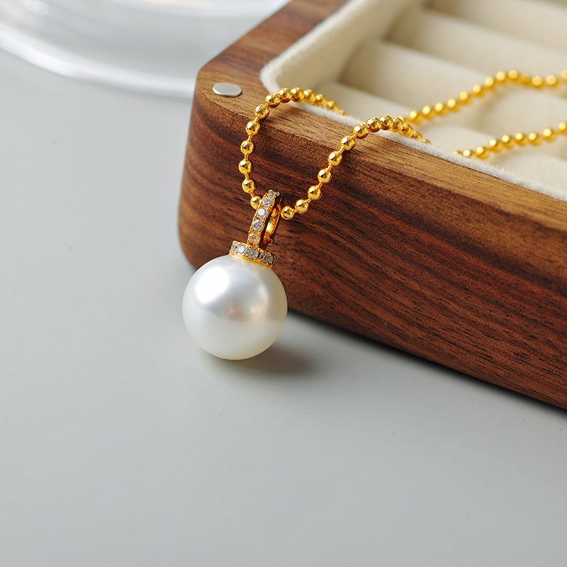 New Pearl Pendant Necklace Light Luxury Women's High-End Collarbone Chain Gold Simple Everyday Versatile Elegant Necklace