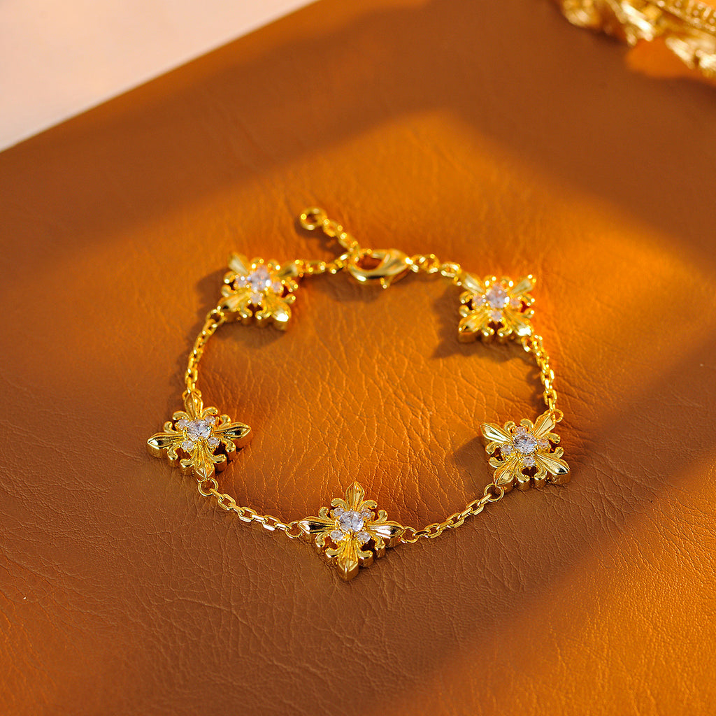 Zircon Star Flower Bracelet New Light Luxury Niche Exquisite High-end Bracelet Necklace Accessories
