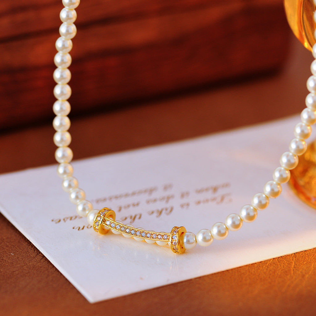 Brilliant Wind and Sea Wheat Song Chen Haoyu Same Style Necklace Fashion Pearl Collarbone Chain Personality Temperament Choker for Women