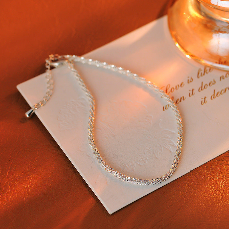 Italy VICENZA Niche Electroplated Palladium White K Sparkling Clavicle Chain Starry Sky Bare Chain Light Luxury