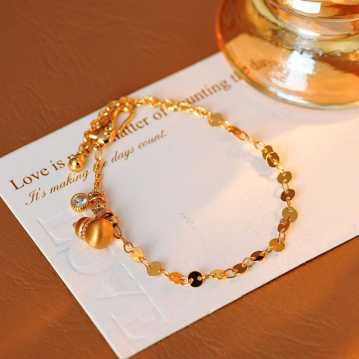 Gold Shop Same Style Gold Gourd Bracelet National Trend Tassel Necklace Women's Light Luxury High-End Vintage Feel Hand Jewelry