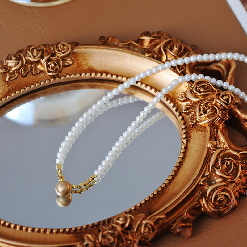 Niche Design Brushed Round Pearl Necklace for Women Simple Elegant Fashionable Temperament Chain Clavicle Chain A10269