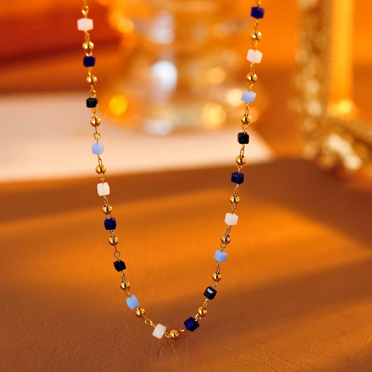 Floral Colorful Beaded Necklace New Fresh Collarbone Chain Light Luxury Fashion Gift Necklace