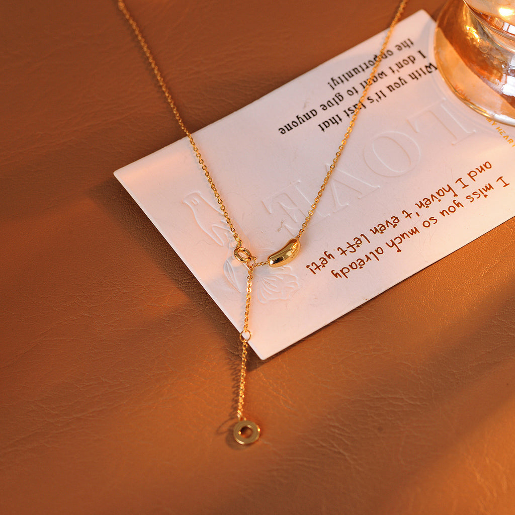Pea Necklace Acacia Bean Real Gold Plated Light Luxury High-end Necklace Xiaohongshu Hot Item