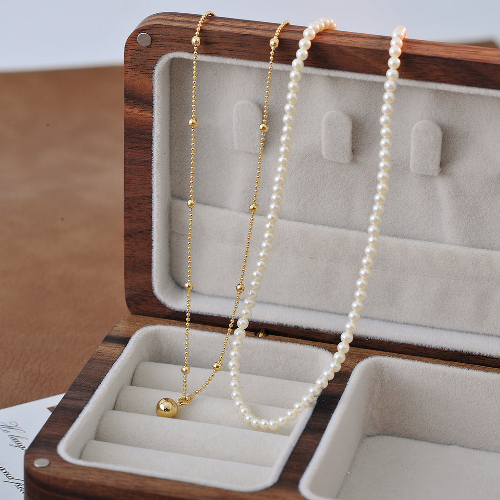 2023 New Simple Elegant Pearl Necklace for Women Summer Versatile Collarbone Chain Light Luxury Niche Neck Chain Double Layer Accessory