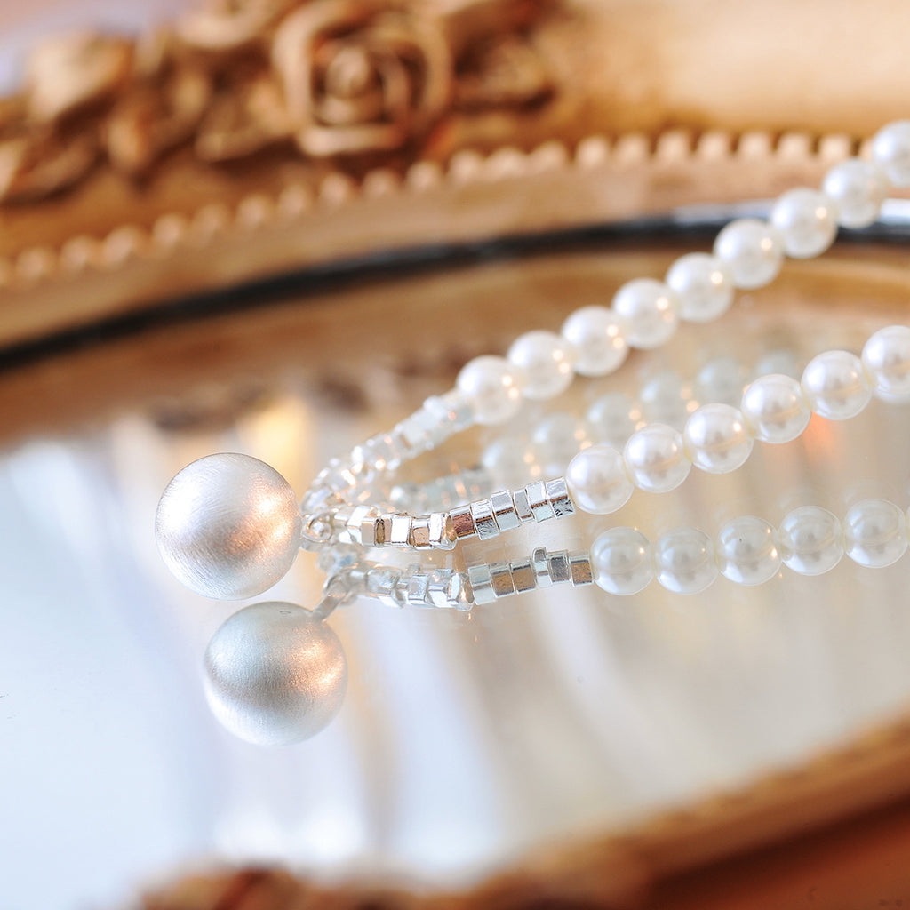 Niche Design Brushed Round Pearl Necklace for Women Simple Elegant Fashionable Temperament Chain Clavicle Chain