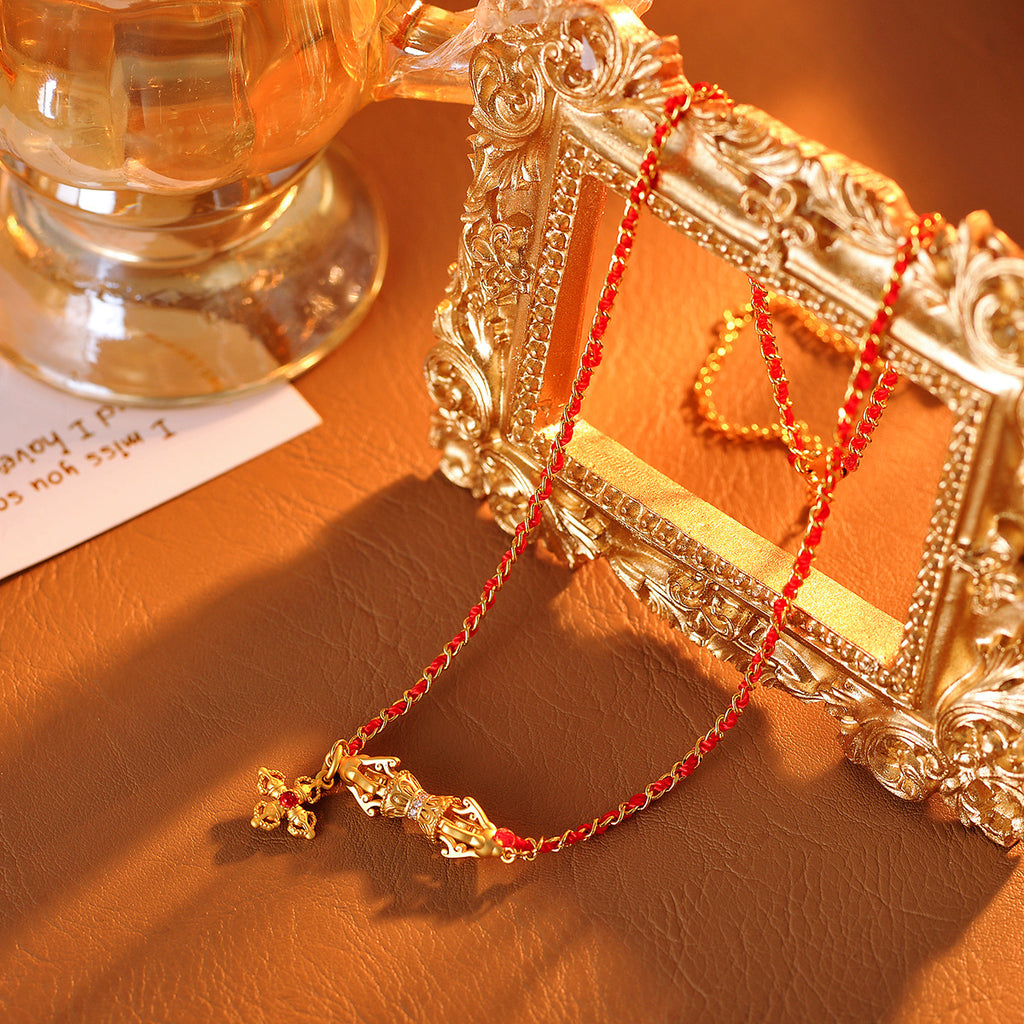 Red Rope Necklace Niche Original Design Woven Rope Necklace Ethnic Style Collarbone Chain High-end Feel