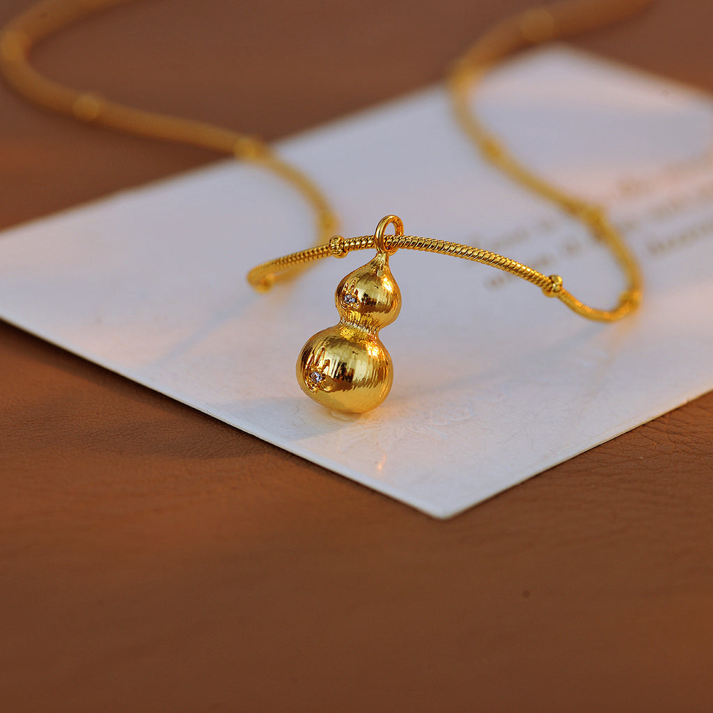 Gourd Necklace Xiaohongshu Gourd Gold Brushed Chinese Oriental Aesthetics Niche Design High-end Feel