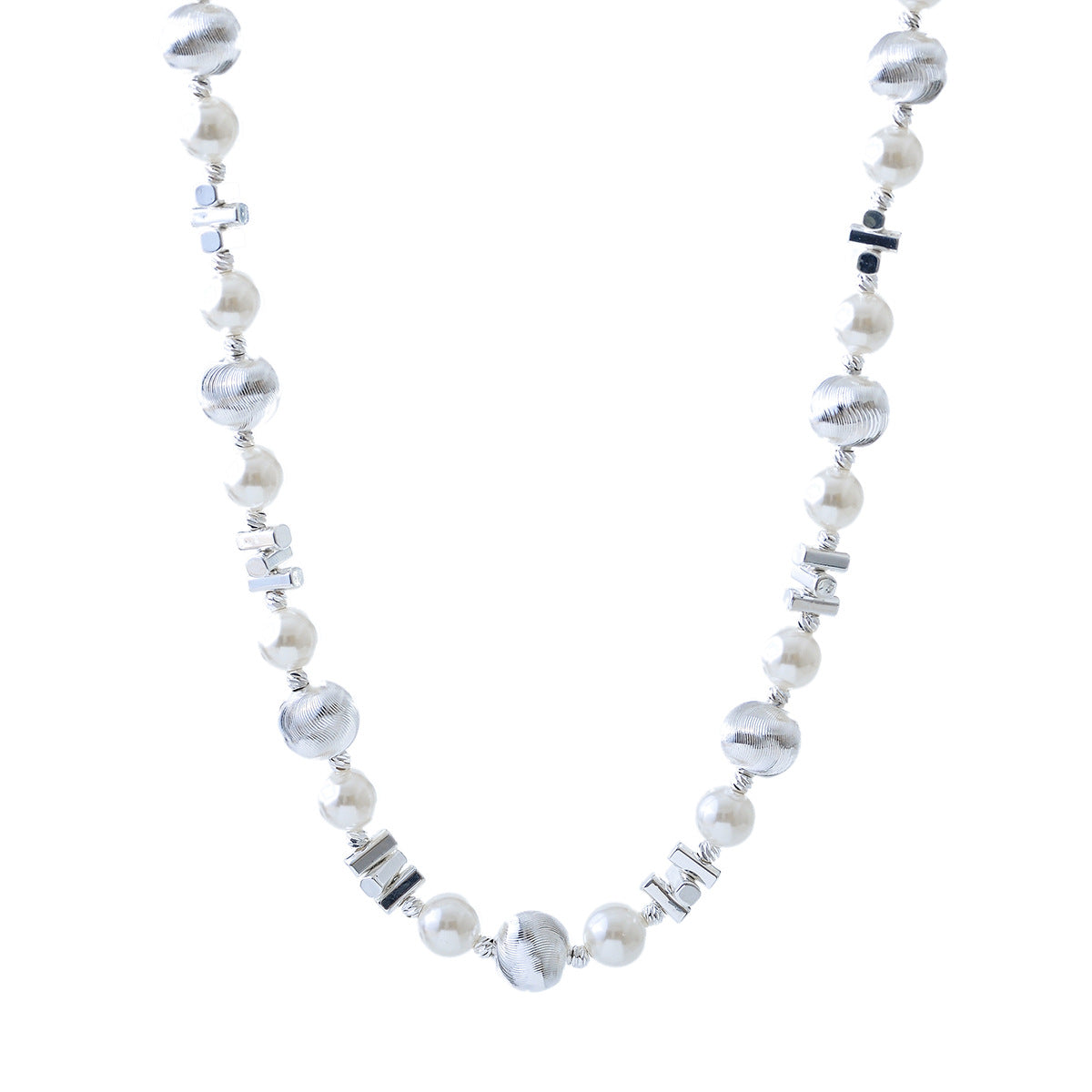 New Fashion Pearl Fragment Silver Necklace Chain National Style Design Sense Temperament Personality Choker