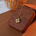 South Korea Namdaemun New Luxury Niche Four-Leaf Clover Pendant Inlaid with Zirconia Luxury Necklace A10270
