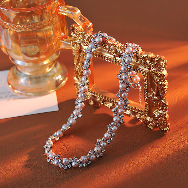 Star High-End Woven Perfect Round Strong Light Shijia Pearl Exquisite Claw Drill Necklace for Women Luxury Jewelry One Piece