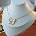 High Version Fanjia Large Butterfly Necklace for Women, 18K Gold Plated Clavicle Chain, Natural Mother-of-Pearl, Directly from Manufacturer, Pendant