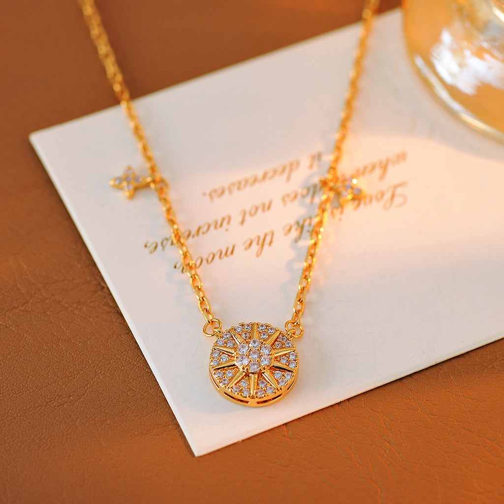 Eight-Pointed Star Necklace Ins Style Sun Star Chart Necklace Niche Fashion Light Luxury Elegant Commuting Versatile