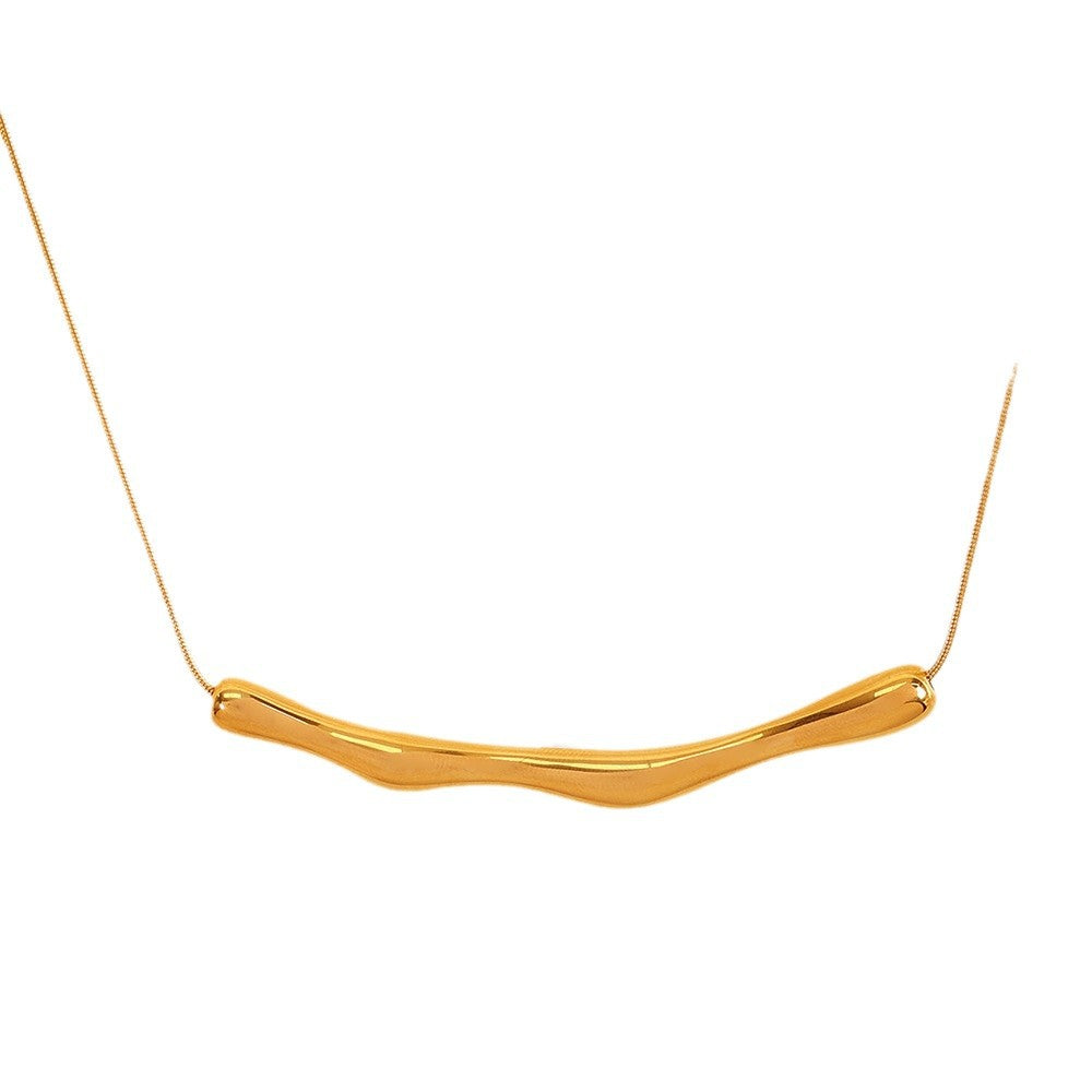 Titanium Steel Irregular Pleated Necklace for Women Spring Summer Niche Design Clavicle Chain Ins Minimalist Style Clavicle Chain Choker