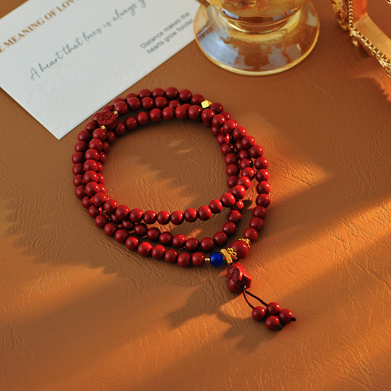 New Chinese Style Lucky Cat Cinnabar Bracelet for Women, Multi-layer Long Bracelet, New High-end Luxury Friendship Jewelry