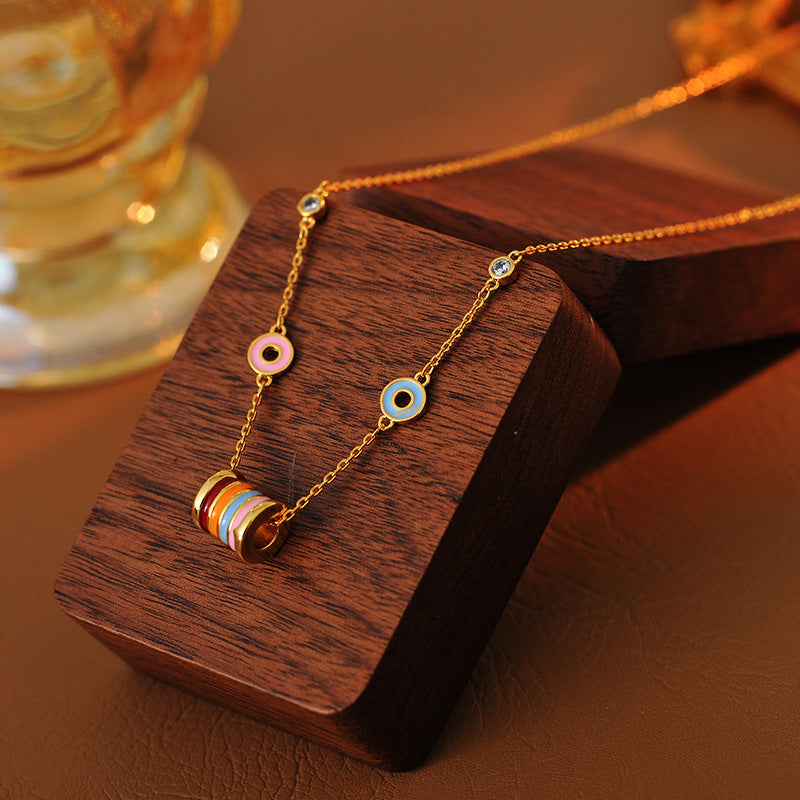 Rainbow Fashion Dopamine Necklace Ins Simple Design Exquisite Fashion Versatile Small Waist Bracelet Necklace Set