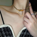 Ins Niche Design Titanium Steel Non-Fading Stylish Versatile Simple Belt Buckle Style Short Necklace Choker for Women