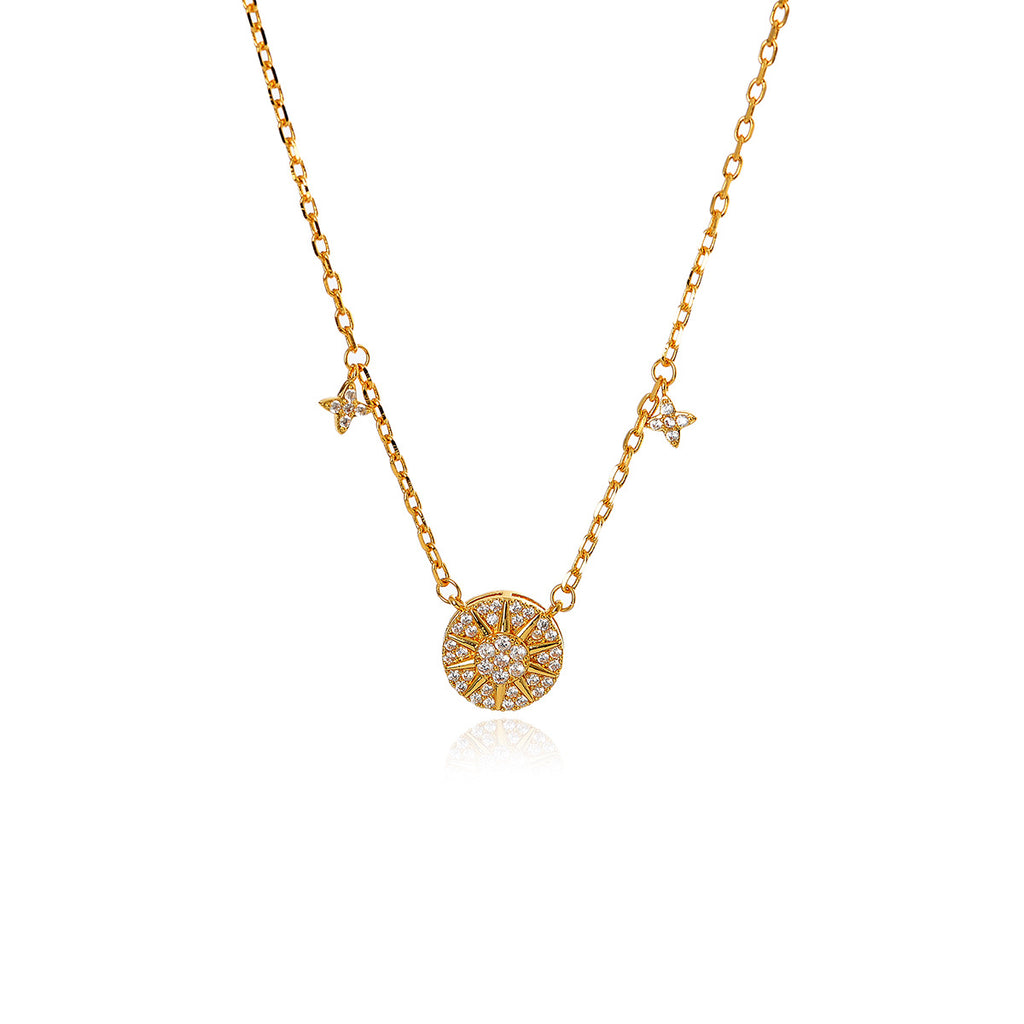 Eight-Pointed Star Necklace Ins Style Sun Star Chart Necklace Niche Fashion Light Luxury Elegant Commuting Versatile