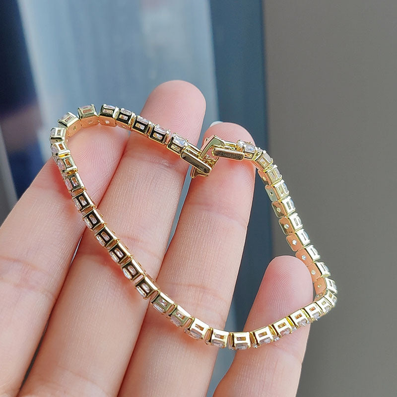 European and American Fashion Inlaid Diamond Hip-Hop Bracelet for Women Adjustable Jewelry Minimalist Style Single Row Diamond Bracelet Jewelry