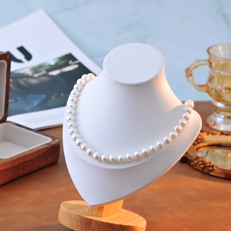 Ins Style Commuting Essential High-Quality Texture Ins Retro Shijia Zhengyuan Strong Light White Pearl Necklace