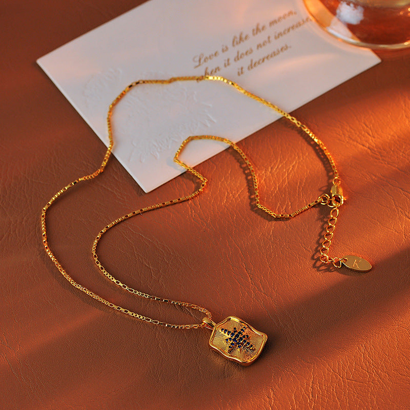 European and American Version Hexagram Necklace Full Diamond Rectangular Eight-Pointed Star Clavicle Chain Gold-Plated Personalized Choker