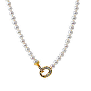 Ni Ni Same Style Australian White Shijia Pearl Necklace for Women Versatile High-end Niche Collarbone Chain Neck Chain Jewelry