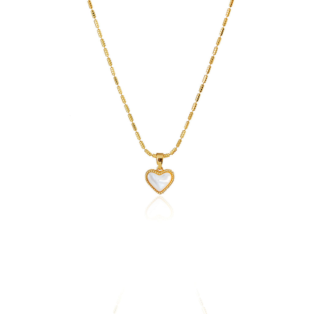 Light Luxury Niche Natural Mother-of-Pearl Heart Pendant Sweater Chain Exquisite Necklace Double-Sided Wear Collarbone Chain