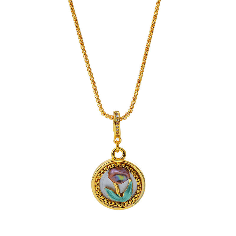 Vintage Style Pearl Necklace French Oil Painting Style Niche Design High-end Clavicle Chain Necklace