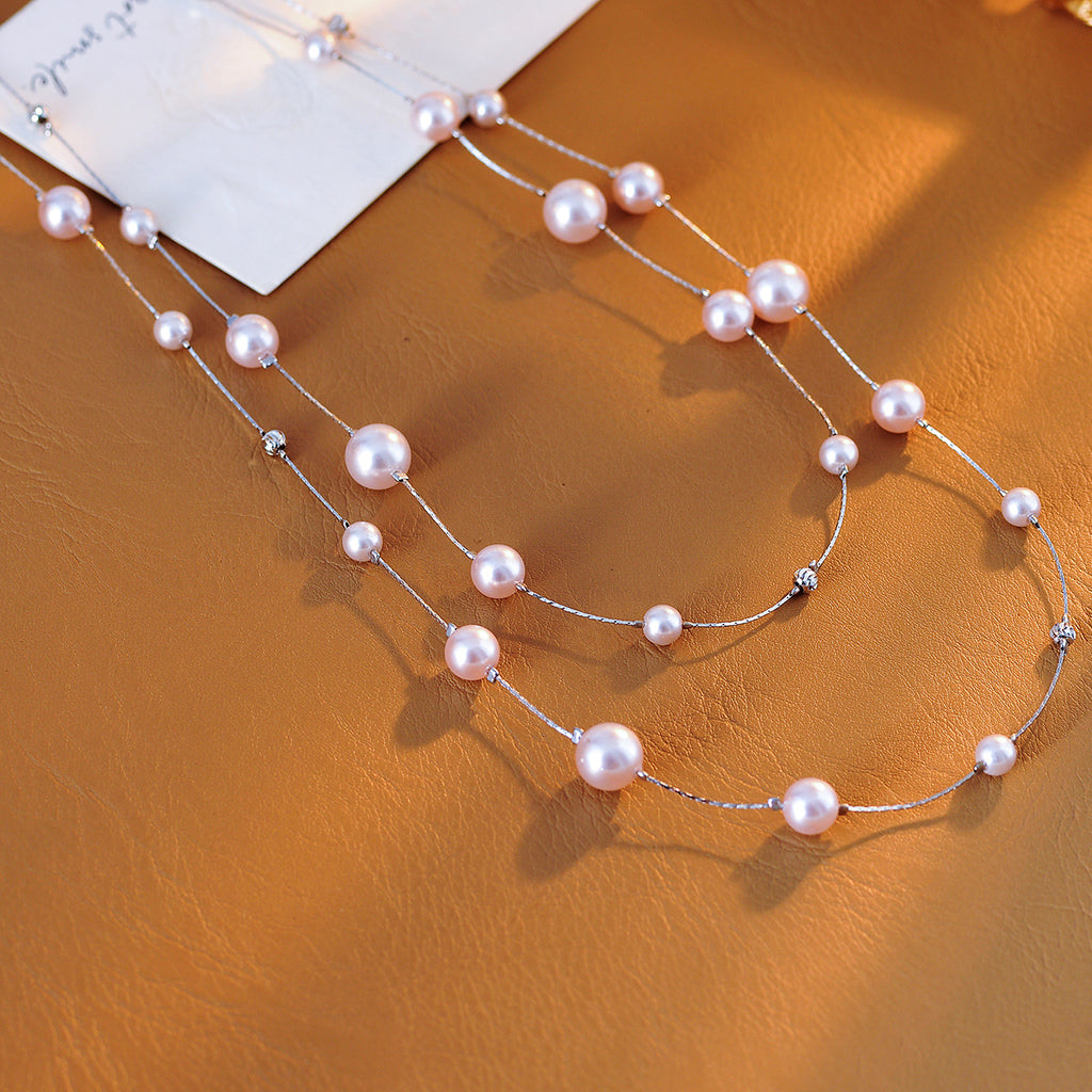 Fashionable Personality Starry Sky Pearl Necklace High-end Niche Light Luxury Collarbone Chain Spring Summer Neck Chain Trend
