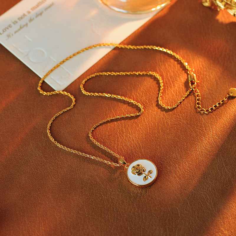 Vintage Rose Flower DIY Enamel Color Drip Oil Fashion High-end Light Luxury Versatile Exquisite High-end Personality Trendy Necklace