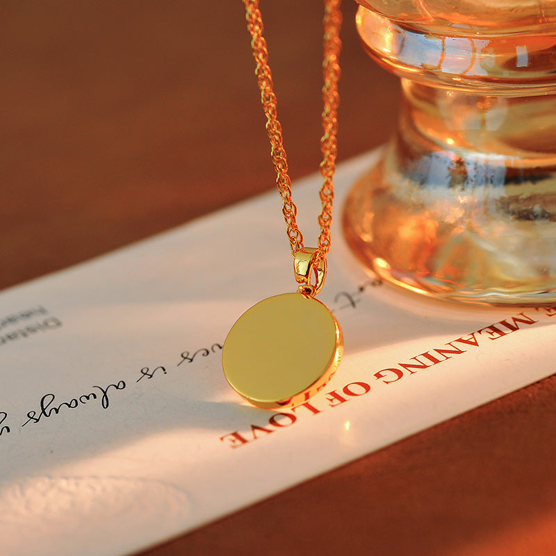 Traditional Inlaid Diamond Round Sunflower Gold-Plated Necklace for Women, New Autumn Winter Sweater Chain, Light Luxury High-End Feel