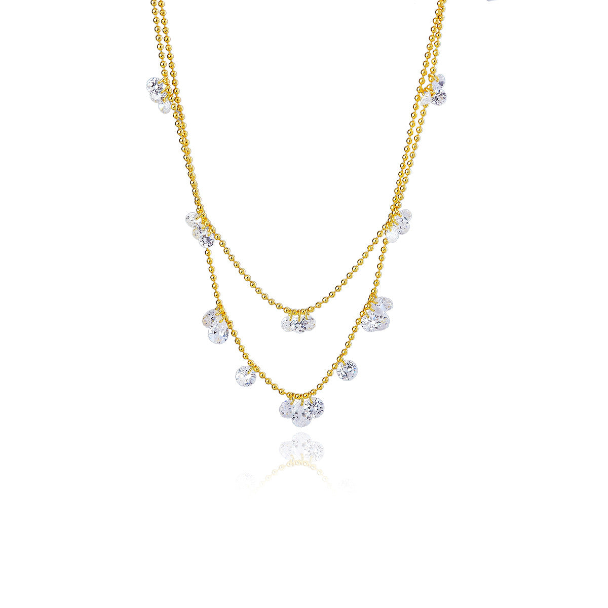 Shiny Gold-Plated Small Water Drop Necklace, Same Style as Xiaohongshu, Exquisite and Simple Zircon Temperament Collarbone Chain