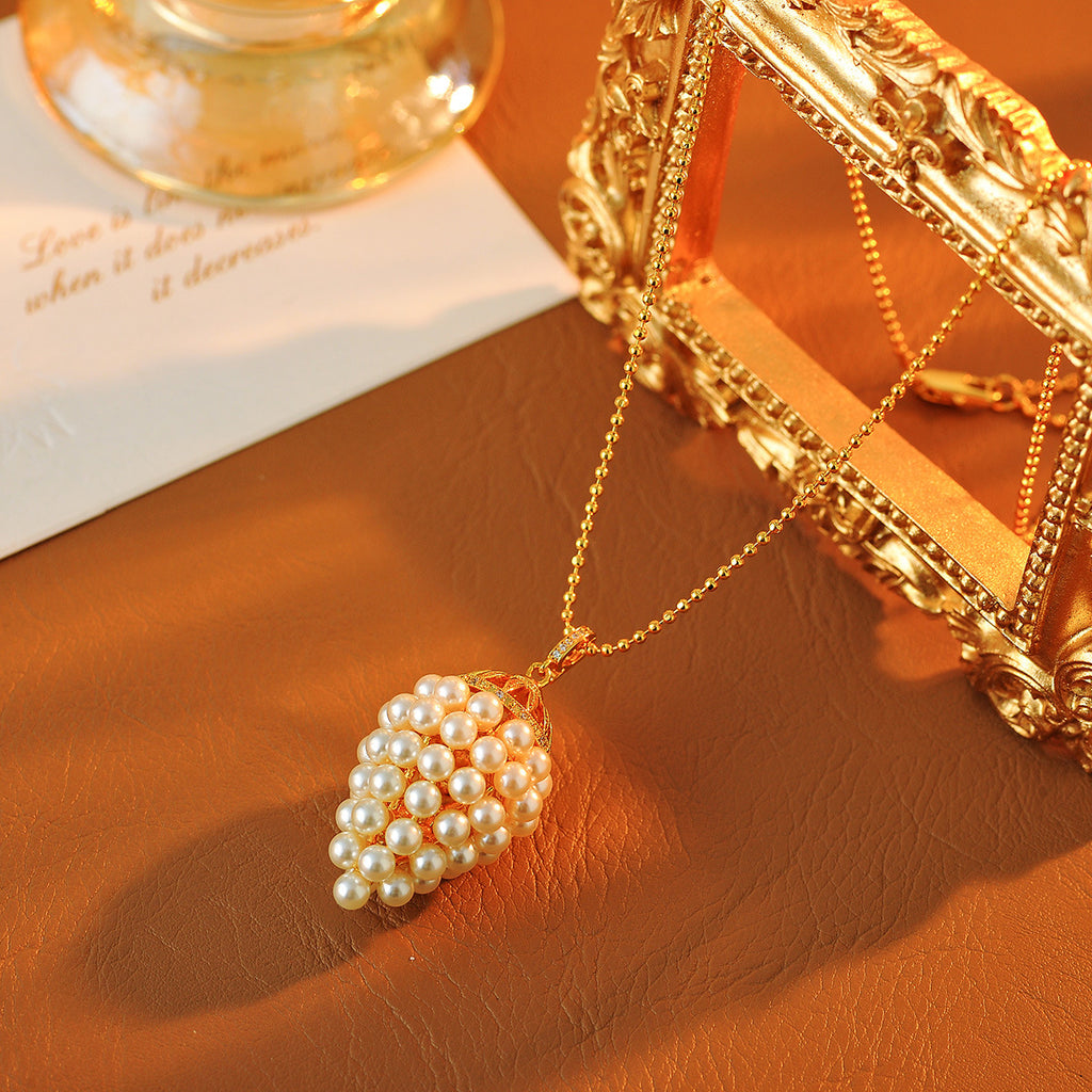 Pearl Popcorn Chain Necklace for Women, Light Luxury, High-End French Style, New Trendy Necklace