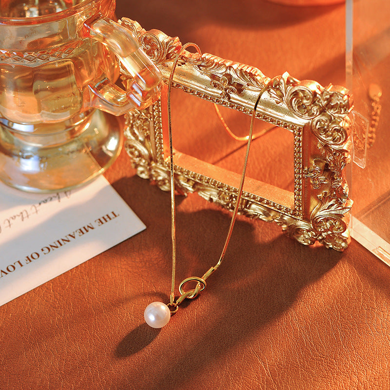 New Quality Single Pearl Knot Necklace for Women, Popular Elegant Sweater Chain, Versatile Neck Chain, Simple and Fashionable