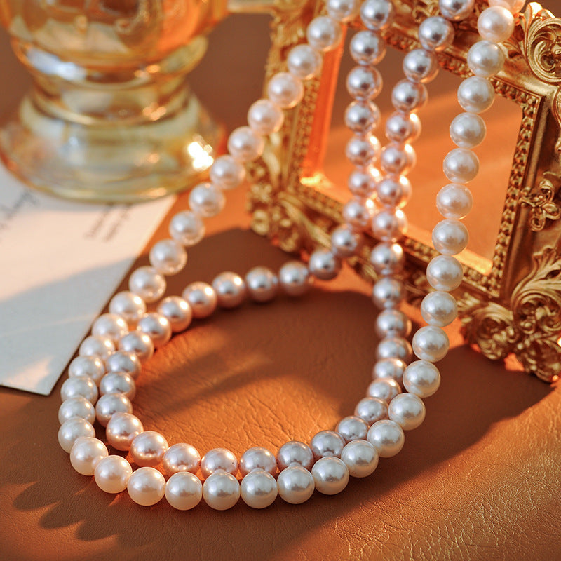 Imported Austrian Swarovski Round Strong Light Xiaomi Pearl Necklace for Women with Yuanbao Clasp Clavicle Chain Trendy Light Luxury