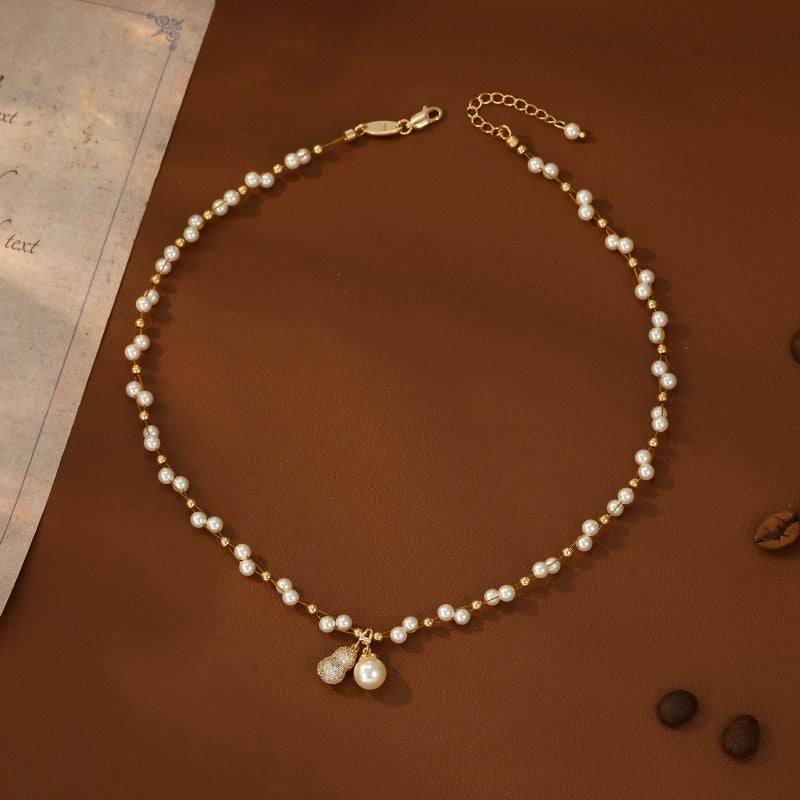 French Style Pearl Necklace for Women 2025 Young Luxury Niche Design High-end Clavicle Chain Accessory Neck Chain Good Luck