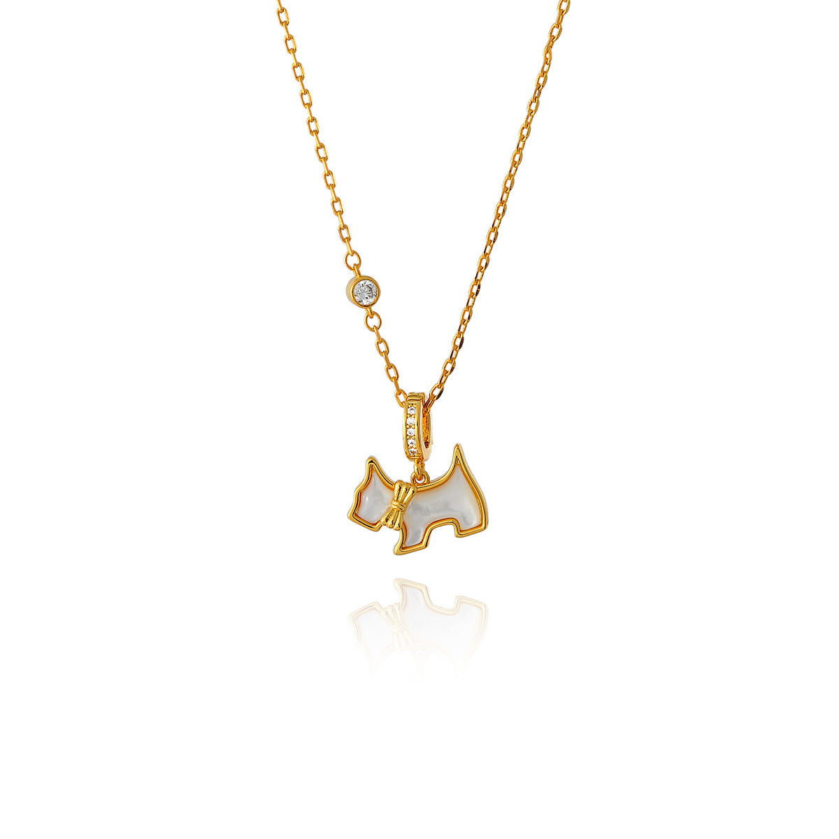 French Style Heart Puppy Necklace Hot-Selling Light Luxury Mother-of-Pearl Diamond Detachable Necklace Versatile Internet Celebrity Korean Version