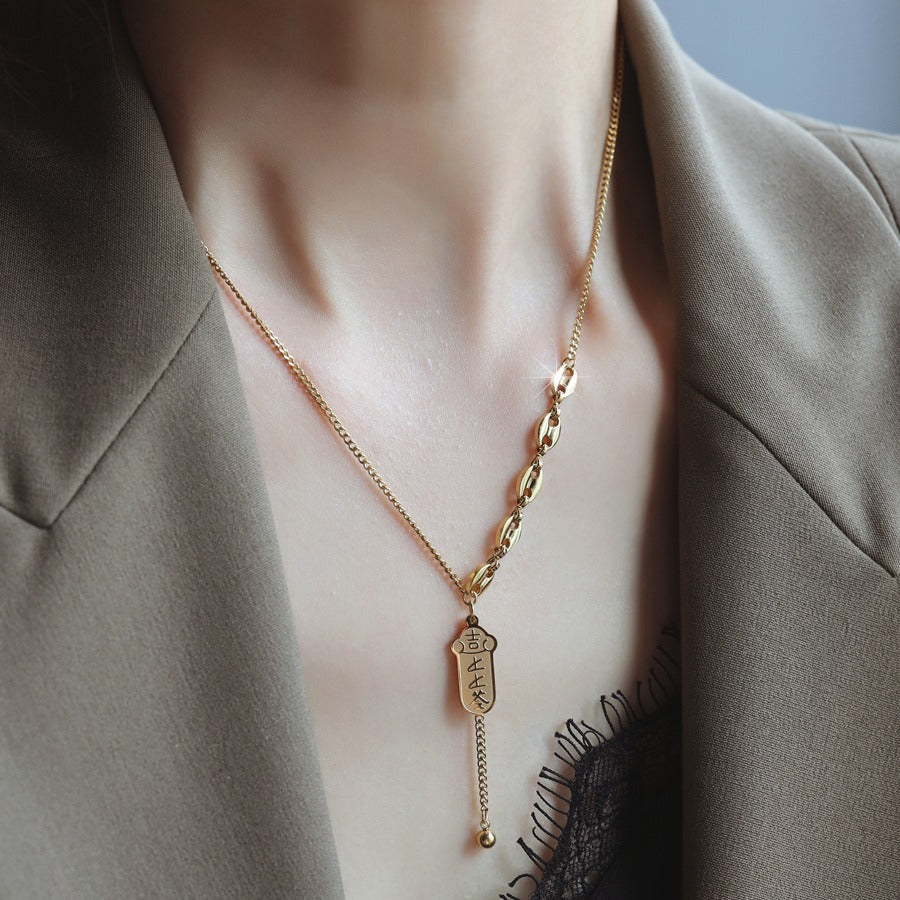 Light Luxury Niche Blind Box Lucky Sign Necklace 2025 New Women's Fortune Brand Collarbone Chain Birthday Gift