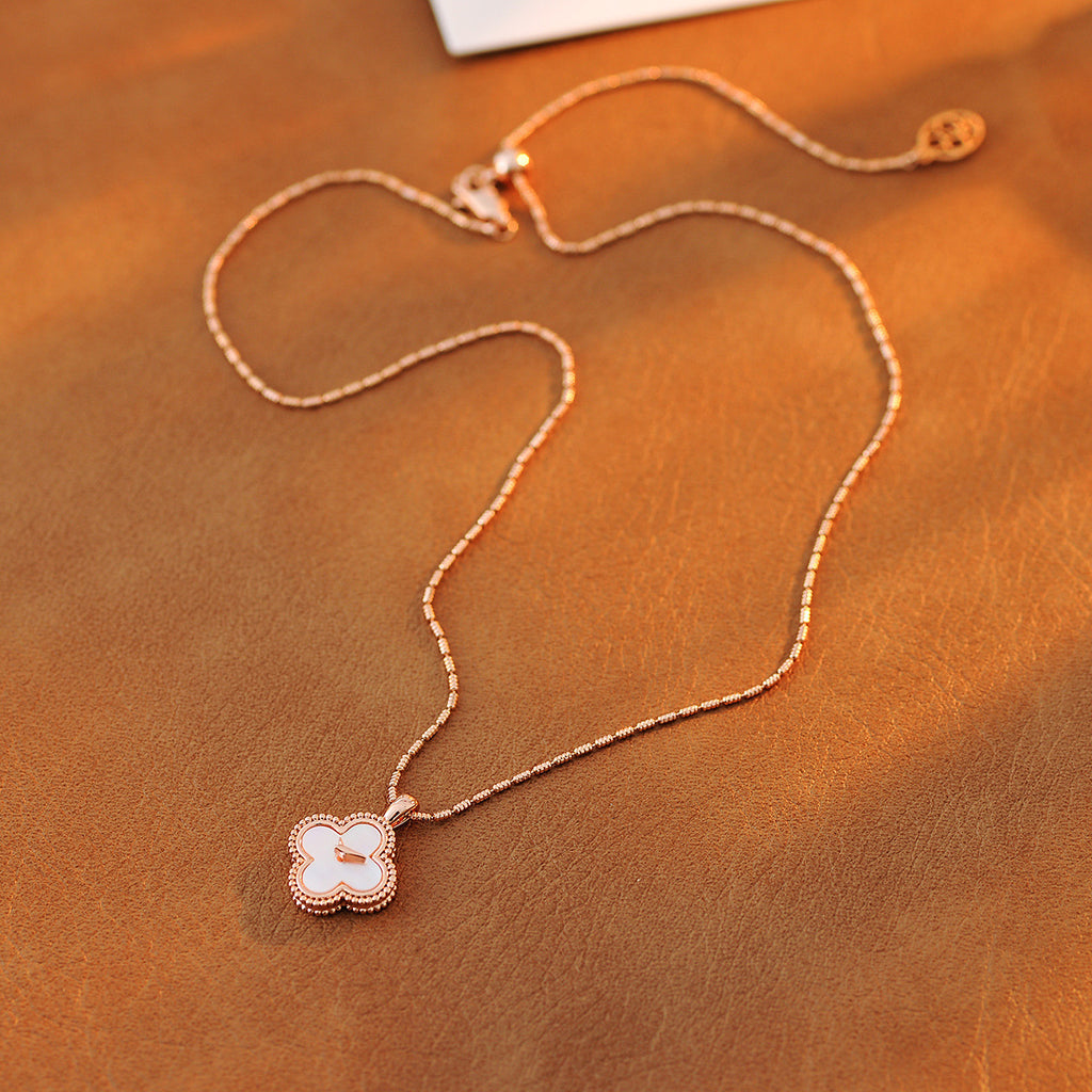 Singapore Designer Necklace for Women Four-Leaf Clover Natural Mother-of-Pearl Collarbone Chain Niche High-End Necklace