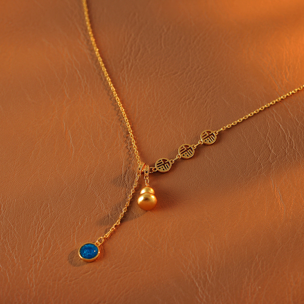 Gourd Necklace New Chinese Style Gourd Tassel Necklace Retro Light Luxury High-end Temperament Fortune Brand Collarbone Chain
