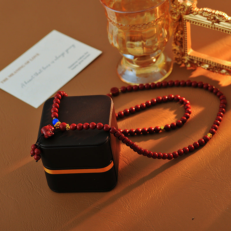 New Chinese Style Lucky Cat Cinnabar Bracelet for Women, Multi-layer Long Bracelet, New High-end Luxury Friendship Jewelry