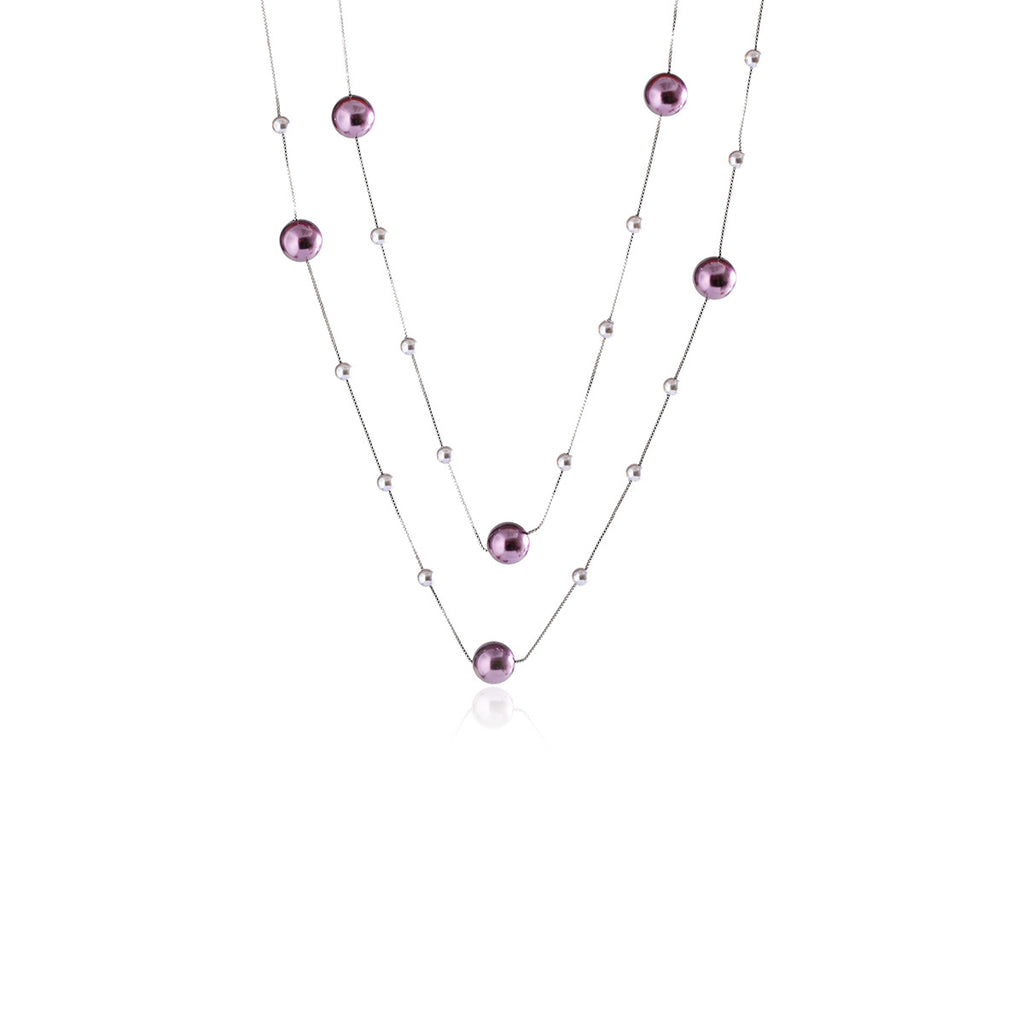 French Style Layered Long Purple Pearl Necklace Fashionable Elegant Light Luxury High-end Sweater Chain for Women