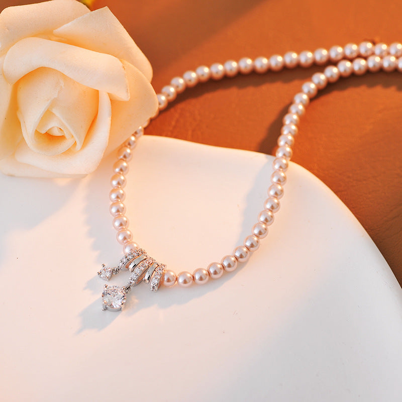 New Hot-Selling Pearl Zircon Necklace Light Luxury Niche Exquisite Choker Accessory High-End Clavicle Chain