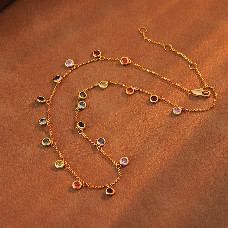 New Women's Necklace South American Style Color Matching Zircon Stone Pendant Personality Earrings Necklace Manufacturer