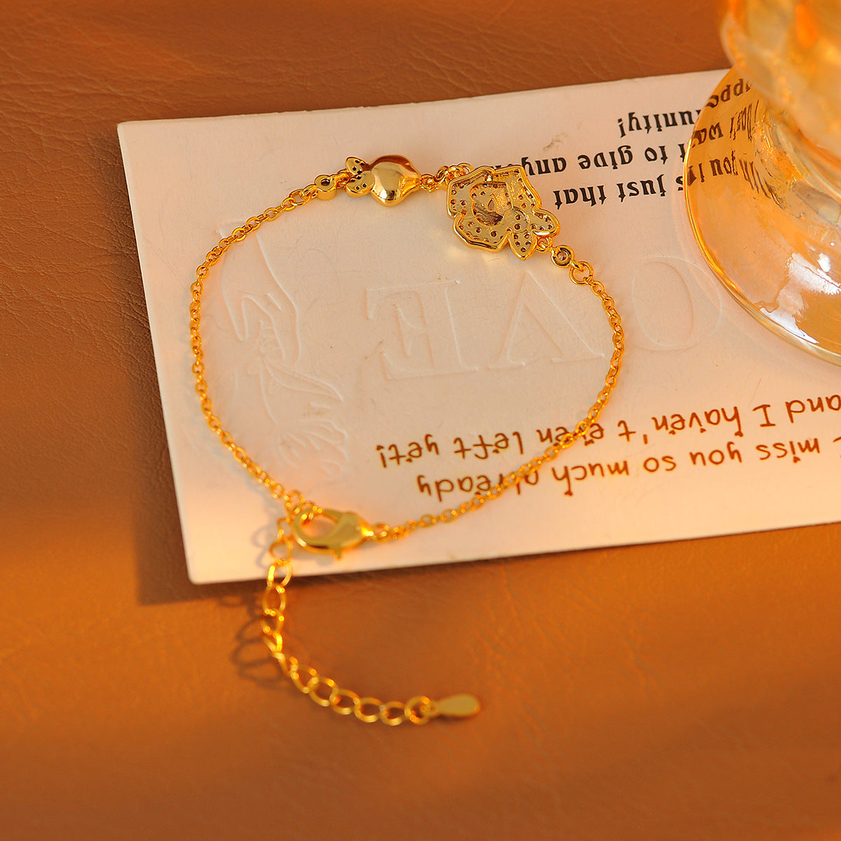 French Style Light Luxury Zircon Twin Rose Necklace Fashion Camellia Exquisite Vintage Bracelet Set