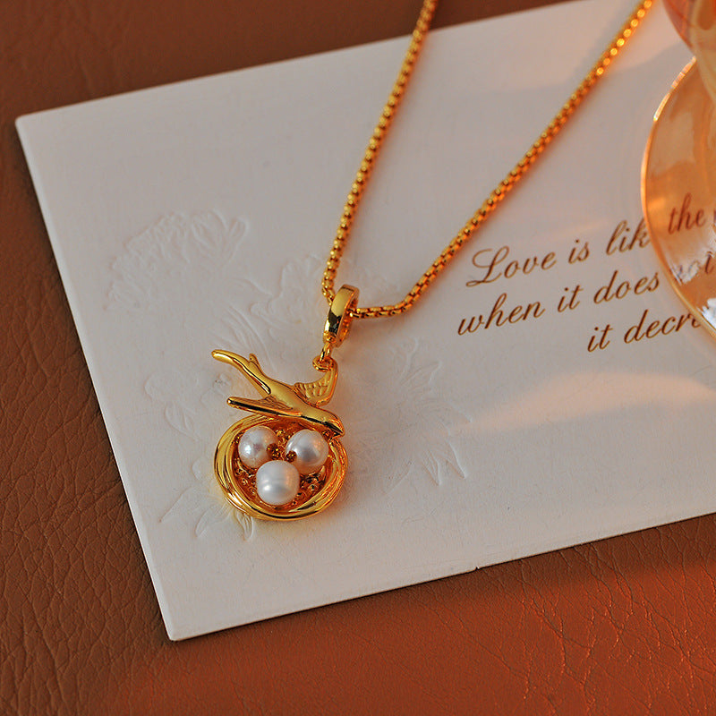 New Chinese Style Pendant Necklace for Women Natural Freshwater Baroque Pearl Vintage Light Luxury Niche Universal Clasp Collarbone Chain