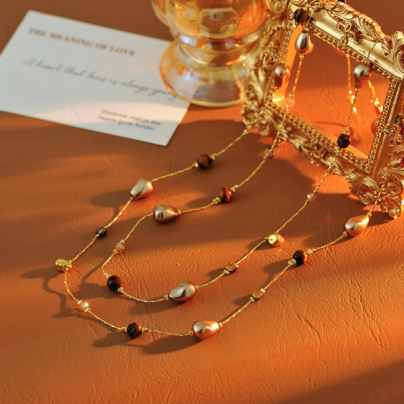 Milad Heart Autumn Winter Sweater Necklace High-End Light Luxury Niche Sweater Chain Women Versatile Women's Style 2025 New Model