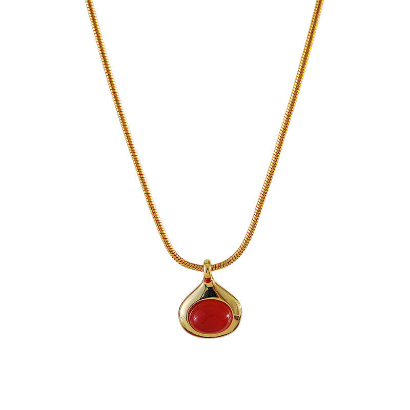 New Hot-Selling New Year Zodiac Year Red Gourd Necklace for Women Autumn Winter High-End Sweater Chain Pendant Jewelry