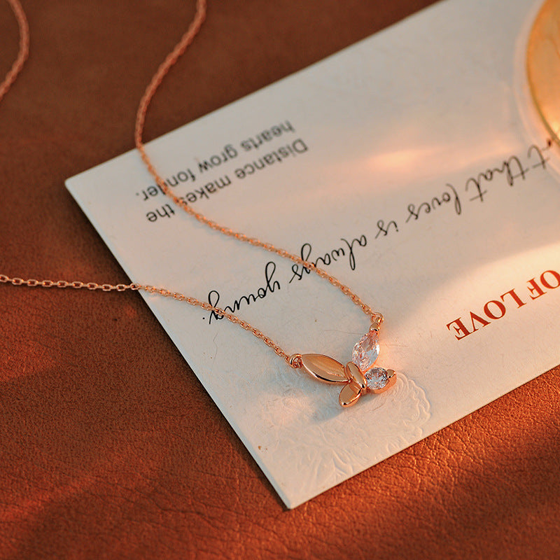 New Fashionable Light Luxury Elegant Fresh Sweet Zircon Inlaid Butterfly Shape Niche Women's Earrings